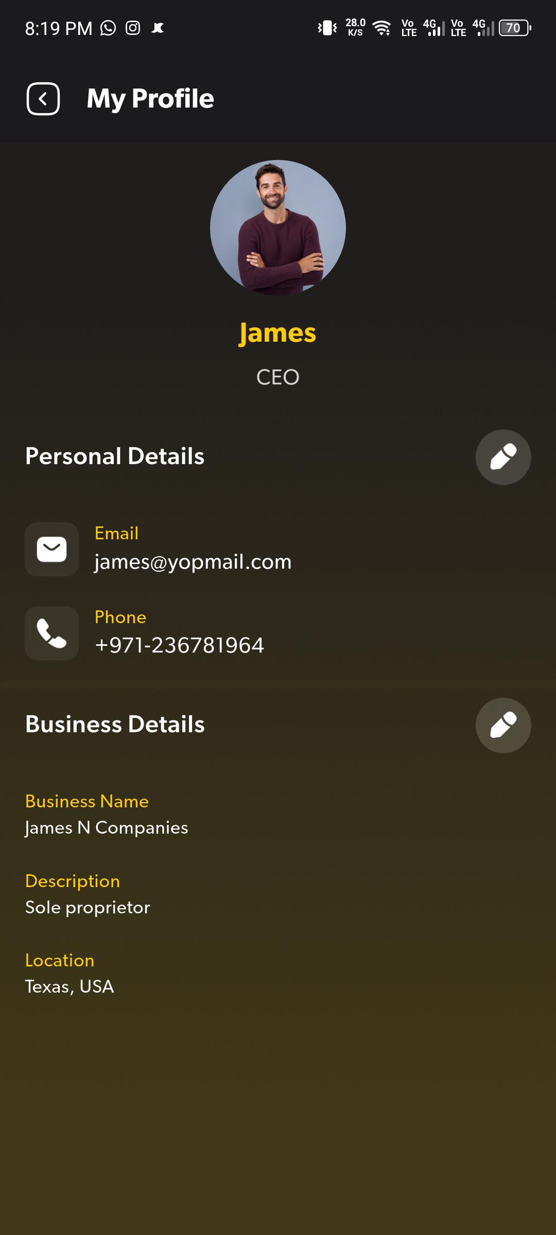 Checkd IN digital business card screen